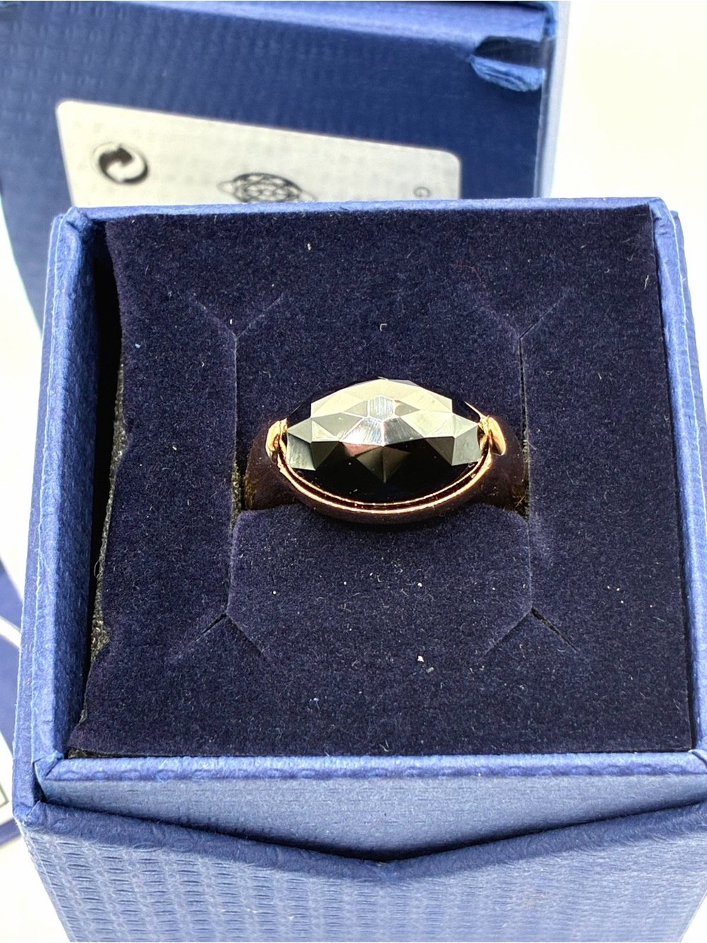 Swarovski Vanilla Ring Size 6.75 (55) Jet Hematite Rose Gold Plated NWT - Picture 2 of 12